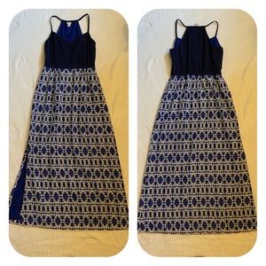 J. Crew Navy Blue Tie Dye Ikat Printed Halter Maxi Dress 8